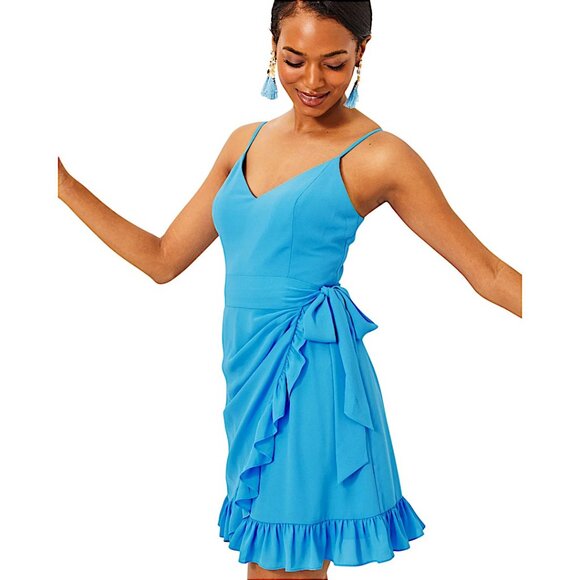 Lilly Pulitzer Alisa Wrap Dress in Lunar Blue NWT - Size 10 - Picture 2 of 9